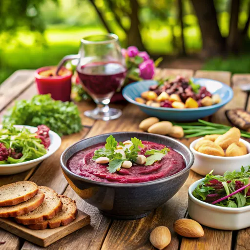 Céklás-Hummusz Tál Pirított Mandlevel